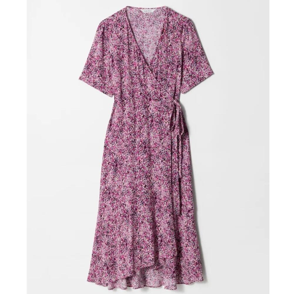 & Other Stories mid wrap dress in pink abstract print